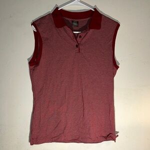 Nike Red and White Sleeveless Polo Top